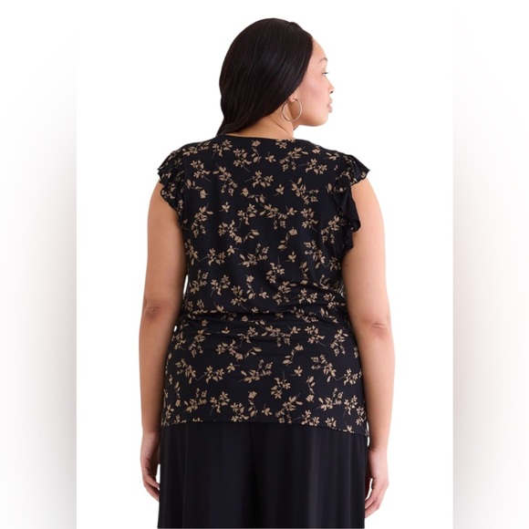 Penningtons, Plus Size V-Neck Knit Top With Flutter Sleeves, 3X, Black - Picture 2 of 9